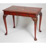 A Chinoiserie red lacquered side table, in the 18th century style,
