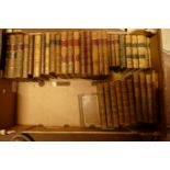 BOX; Collection of 40 pocket size 18th and 19th century volumes, all bound in full leather,