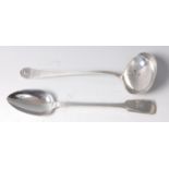 A Victorian silver stuffing spoon, in the Fiddle pattern, engraved with the initial T,