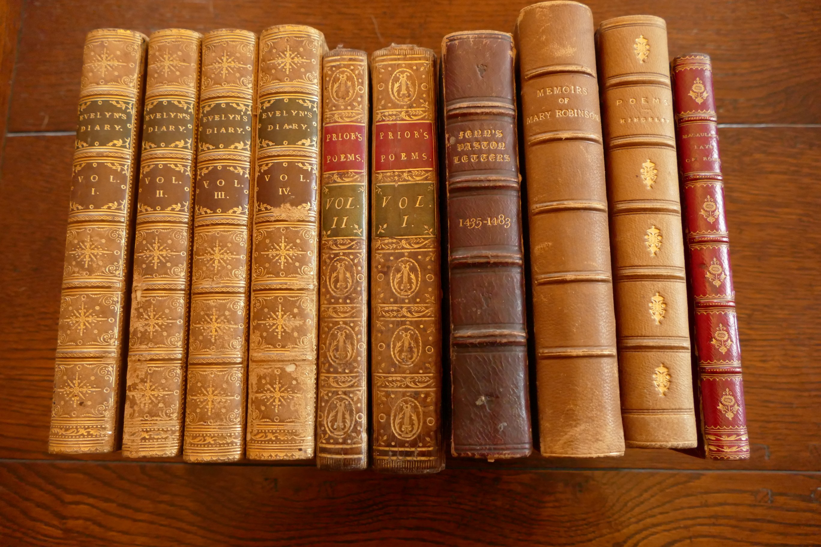 BOX; EVELYN's Diary, 4 vols, 1857; PRIOR's Poems, 2 vols,