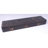 A Victorian black leather scroll dispatch box,