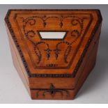 An 19th century satinwood, rosewood crossbanded, and iron studded stationery box,