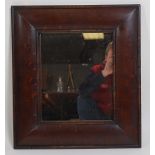 An oyster veneered and cushion framed wall mirror, in the William & Mary style,
