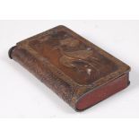 A Japanese Meiji period patinated copper vesta case, of book form,