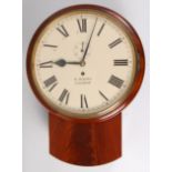 A Victorian mahogany droptrunk wall clock,