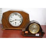 An Art Deco oak cased mantel clock,