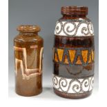 A mid-20th century West German pottery vase, of cylindrical form,