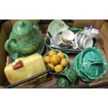 A box of miscellaneous chinaware to include; Carltonware Australian design leaf dish,