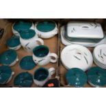 A Denby part tea and dinner service, in the Green Wheat pattern,