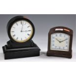 An Art Deco Smiths Sectric bakelite cased mantel clock (heavily damaged to one side);