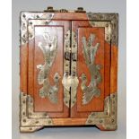 A mid 20th century Chinese hardwood and brass mounted table cabinet,