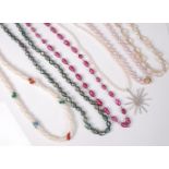 Six cultured pearl necklaces