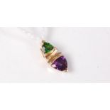 An amethyst and diopside pendant, 17mm long,