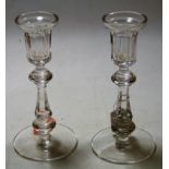 A pair of Waterford cut glass candlesticks,