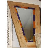 A pine framed wall mirror, h.