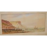 E Lewis (British, late 19th/early 20th century) - Pair; coastal scenes,