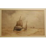 William Henry Pearson - Cornish mackerel boats, watercolour with body colour, signed lower left,