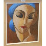 After Modigliani - Pair; Female portraits, acrylic on mill board, each signed 'Pip',