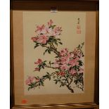A pair of Oriental watercolours of flowering bamboo, each with studio seals,