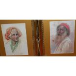 E Fiorentino (Italian) - Pair; Study of a peasant man and woman, watercolours with body colour,