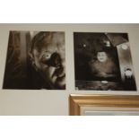 Two gelatin silver prints of Anthony Hopkins and Steven Berkoff by Alastair Thain,