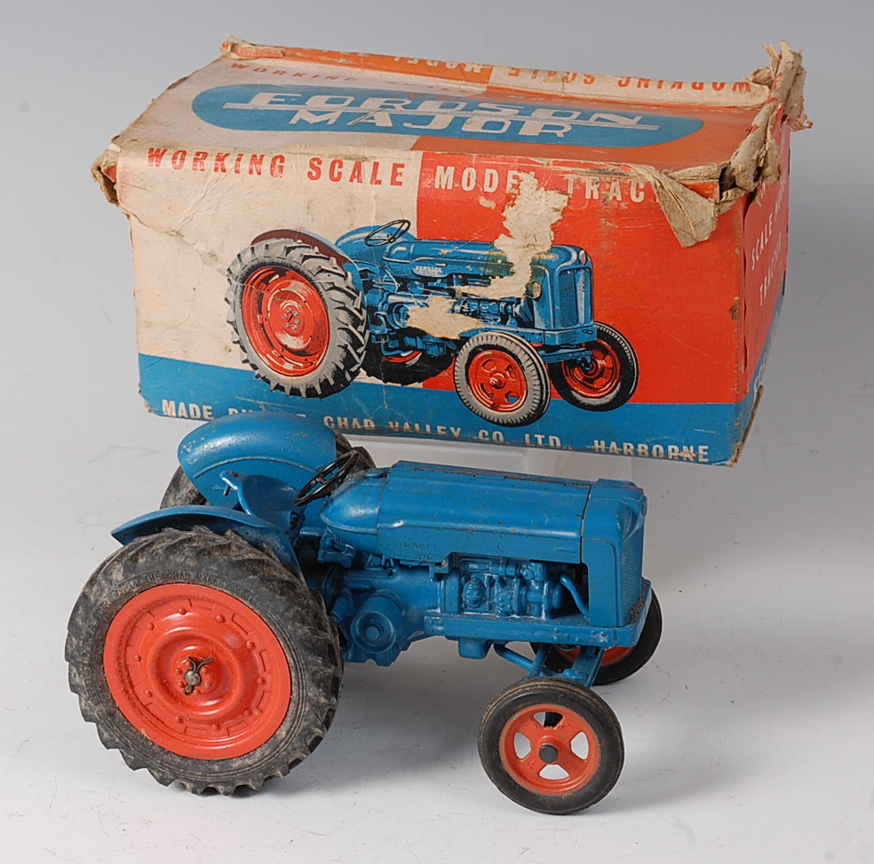 A Chad Valley heavy diecast clockwork model of the New Fordson Power Major tractor,