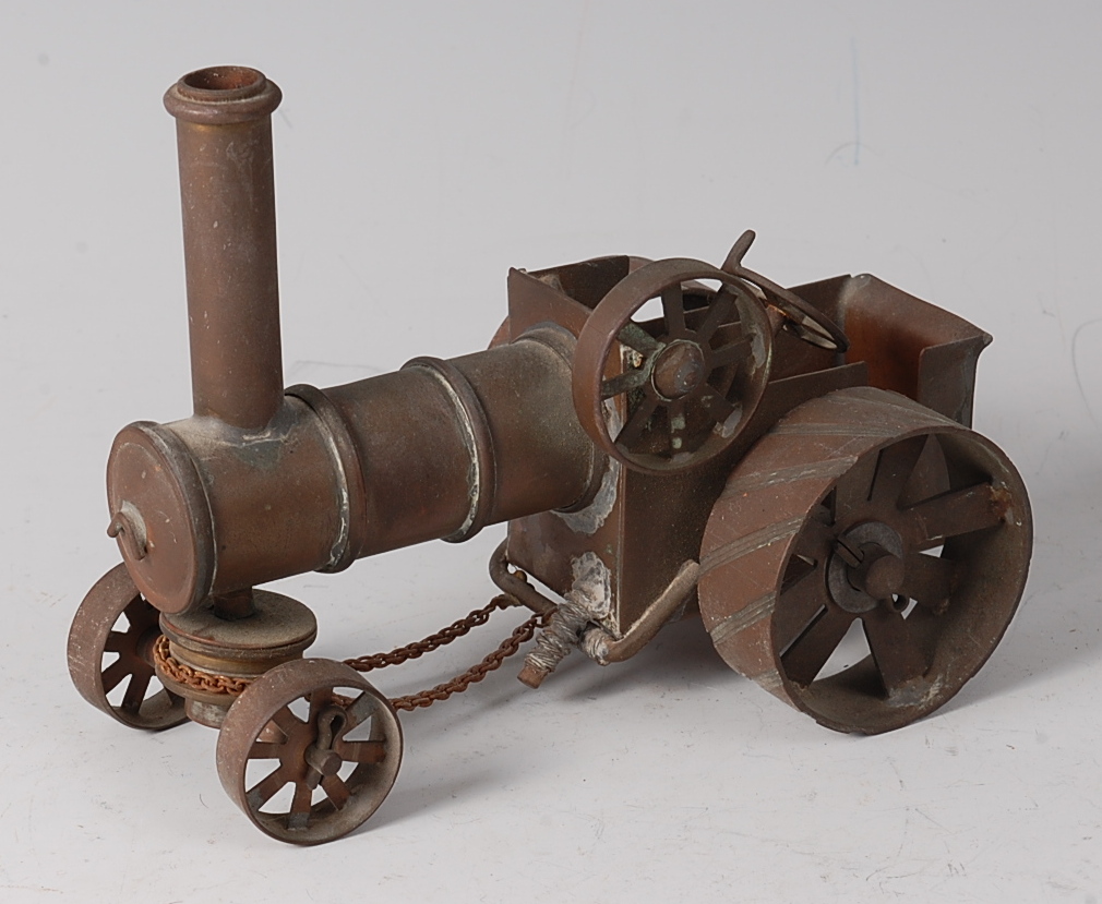 An early 20th century Dribbler type copper and brass model of a steam traction engine, - Bild 2 aus 2
