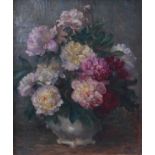 Attributed to Henry Barrett Carpenter - Still life with flowers in a vase, oil on canvas,