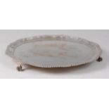 A George V silver salver, the piecrust rim having a gadrooned edge,