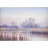 David Dane - Broadland scene with ducks, oil on canvas, signed lower left,