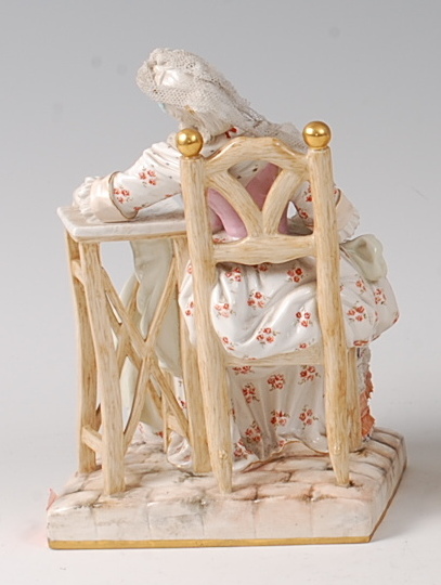 A late 19th century Meissen porcelain figure of a sleeping girl, sometimes called 'Sleeping Louise', - Bild 2 aus 3