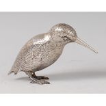 A Garrard & Co silver snipe, with naturalistic feathers and plummage, 6.9oz, London 1972, h.