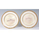 A pair of Royal Doulton porcelain cabinet plates, entitled Salmon and Chubb,