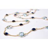 An aquamarine and sapphire necklace,