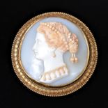 A 19th century Etruscan revival cameo brooch,