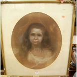 Edward Tayler (1828-1906) - Bust portrait of a girl, pastel framed as an oval,