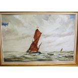 Arthur Park - Boats off the coastline, oil on board, signed lower right,