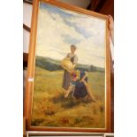 Early 20th century school - Harvest girls, oil on canvas,