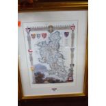 A set of five reproduction county map lithographs,