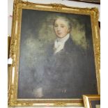 Late 18th century English school - Half length portrait of a gentleman, oil on canvas (re-lined,