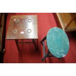 An upholstered tub chair, low occasional table,