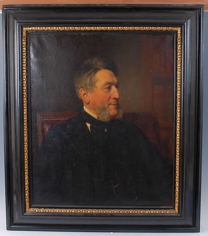 Stephen Pearce (1819-1904) - Half-length portrait of Alfred Swaine Taylor wearing black jacket and - Image 3 of 6
