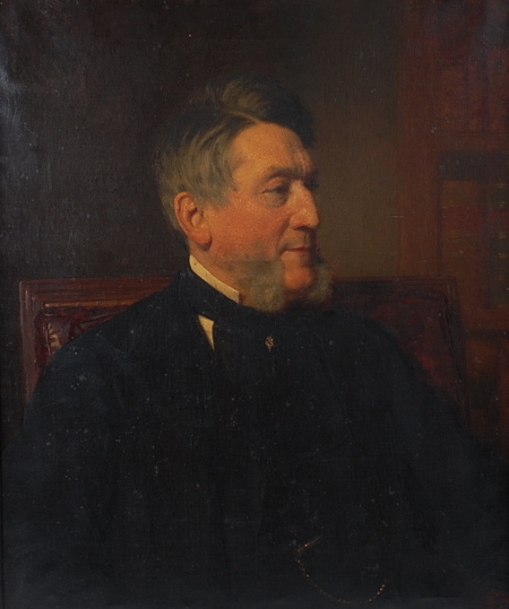 Stephen Pearce (1819-1904) - Half-length portrait of Alfred Swaine Taylor wearing black jacket and