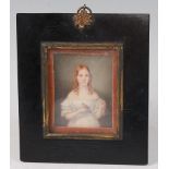 Mid-19th century English school - Half-length portrait of Louisa Walrond,