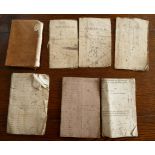 Six small simple handmade almanacs, 1820 to 1827,