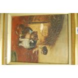 Early 20th century English school - Kittens and puppy, oil on canvas,