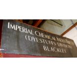 A bronzed metal wall sign for Imperial Chemicals Industries Ltd,