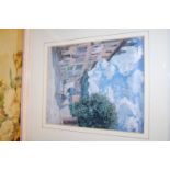 T Tate - Lilies, oil on board, three framed botanical prints,