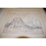 A folio of assorted pencil sketches and watercolours, by various hands, principally 19th century,