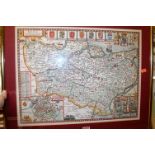 After John Speed - Four framed County maps, Kent, Hertfordshire, Rutlandshire,